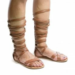 Wild Diva Tanaya528 Knee High Open Toe Multi Criss Cross Strap Flat Sandals New