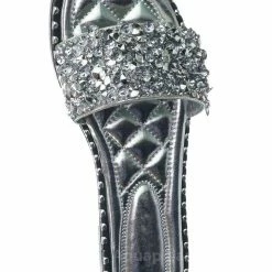 Wild Diva New Tia01 Rhinestone Slides W Metal Welt - Women Slip On W Assorted Crystal