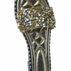 Wild Diva New Tia01 Rhinestone Slides W Metal Welt - Women Slip On W Assorted Crystal