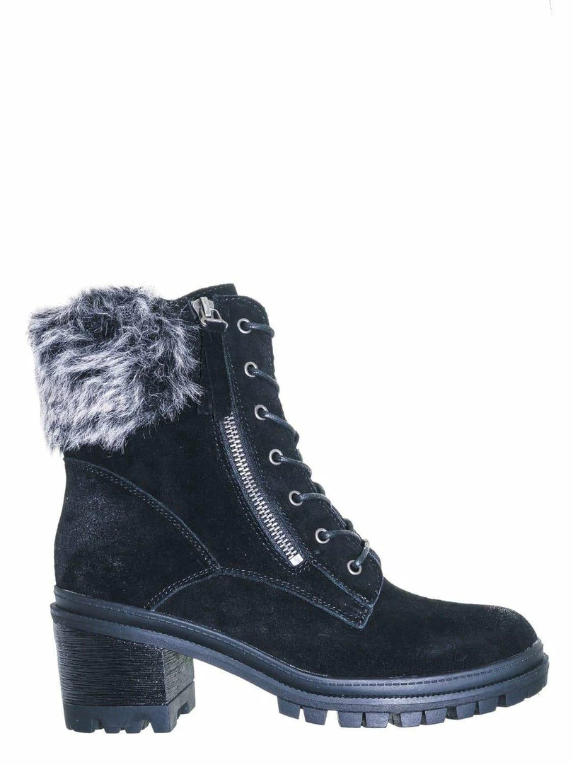 Wild Diva Uno01 Winter Leather Suede Combat Boot - Women Faux Fur Lug Sole Heels