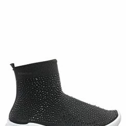 Wild Diva Zumi05 Rhinestone Stretch Knit Sneaker - Womens Elastic Slip On Athleisure Shoe New