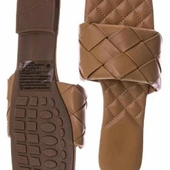 Forever Link Padded18 Wide Woven Slide Sandal - Womens Elongated Open Square Toe Slipper Mule New