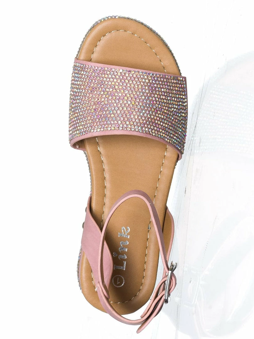 Forever Link New Luxury96K Kids Rhinestone Glitter Flatform Sandal - Little Girl Crystal Platform