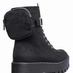 Bamboo New Staging09 Utilitarian Combat Biker Boots W Add On Purse Pocket Pouch