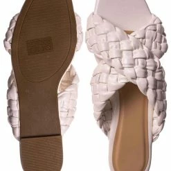 Bamboo Kick61 Thick Braided Woven Slides - Womens Open Squared Toe Slip On Mule Slipper New