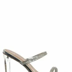 Delicious Facing Clear Heel Rhinestone Mules - Women Dress Slipper New