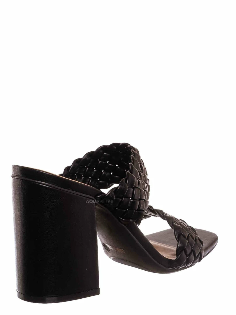 Bamboo New Milestone13 Thin Woven Block Heel Slide - Women Slipper Shoes