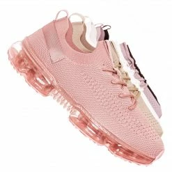 Forever Link Flow19 Stretch Elastic Mesh Sneaker - Festival Lace Up Rubber Air Bubble Cushion