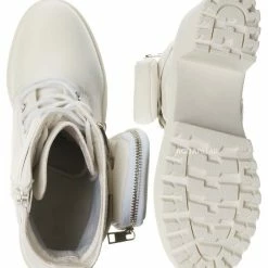 Forever Link New Pacific33 Utilitarian Combat Boots W Pouch - Lace Up Heel Bootie