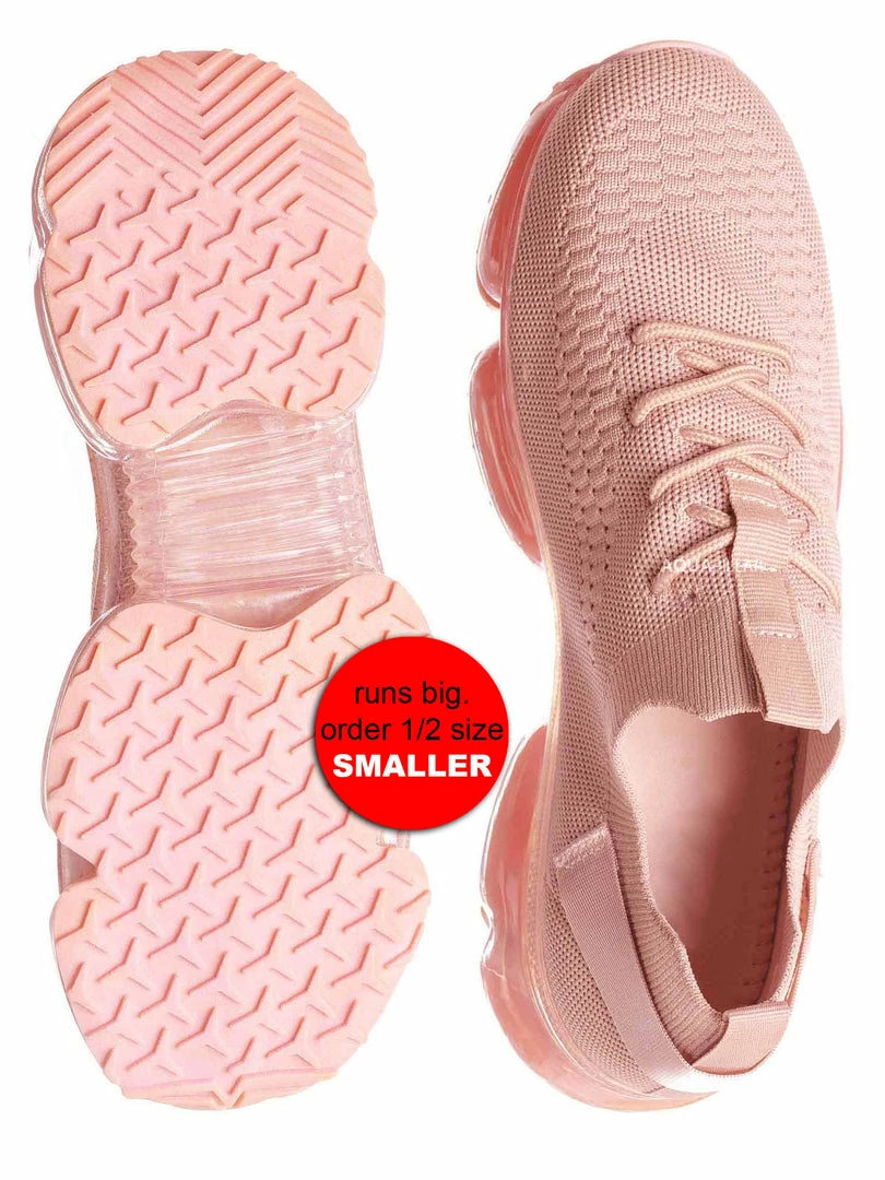Forever Link Flow19 Stretch Elastic Mesh Sneaker - Festival Lace Up Rubber Air Bubble Cushion