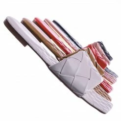 Forever Link Padded18 Wide Woven Slide Sandal - Womens Elongated Open Square Toe Slipper Mule New