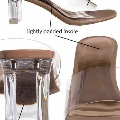Bamboo Lucent01 Block Heel Glass Slipper, Clear Vinyl Dress Sandal