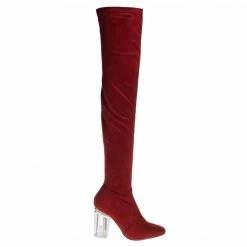Cameron2 By X2B, Over Knee Thigh High Dress Boots W Perspex Lucite Block Heel New
