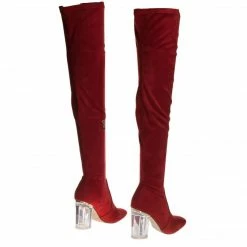 Cameron2 By X2B, Over Knee Thigh High Dress Boots W Perspex Lucite Block Heel New