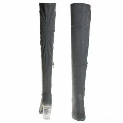 Cameron2 By X2B, Over Knee Thigh High Dress Boots W Perspex Lucite Block Heel New