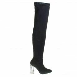 Cameron2 By X2B, Over Knee Thigh High Dress Boots W Perspex Lucite Block Heel New