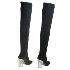 Cameron2 By X2B, Over Knee Thigh High Dress Boots W Perspex Lucite Block Heel New