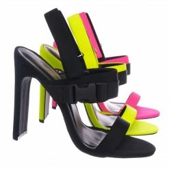 X2B New Thalia3 Sport Flat High Heel Sandal - Women's Neoprene Hook & Loop Strappy Shoe