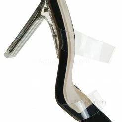 X2B New Thalia5 Lucite Clear Block Heel Sandal - Vinyl Acetate Chunk Transparent Strap