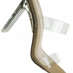 X2B New Thalia5 Lucite Clear Block Heel Sandal - Vinyl Acetate Chunk Transparent Strap