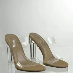 X2B New Thalia5 Lucite Clear Block Heel Sandal - Vinyl Acetate Chunk Transparent Strap