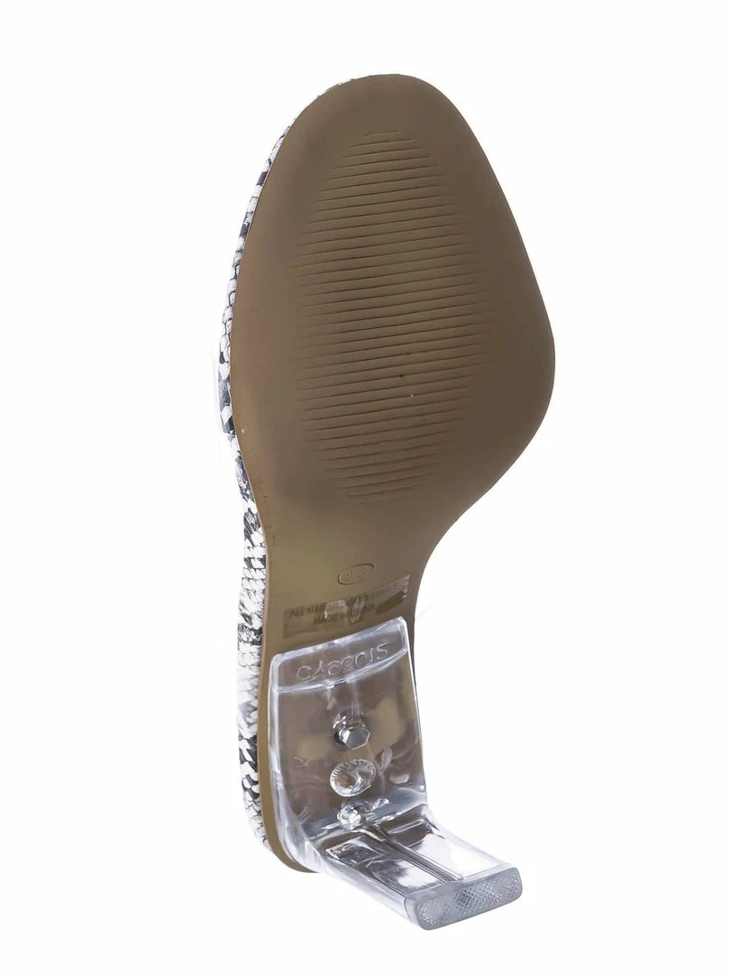 X2B New Thalia5 Lucite Clear Block Heel Sandal - Vinyl Acetate Chunk Transparent Strap