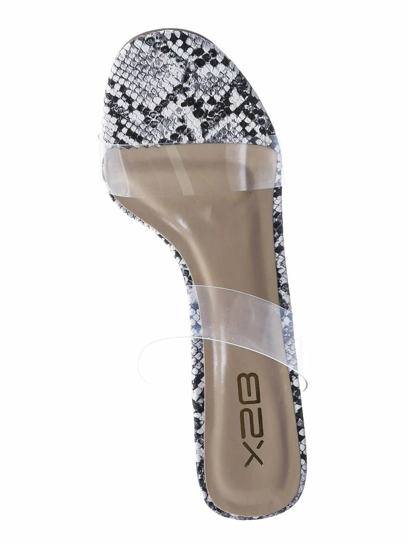 X2B New Thalia5 Lucite Clear Block Heel Sandal - Vinyl Acetate Chunk Transparent Strap