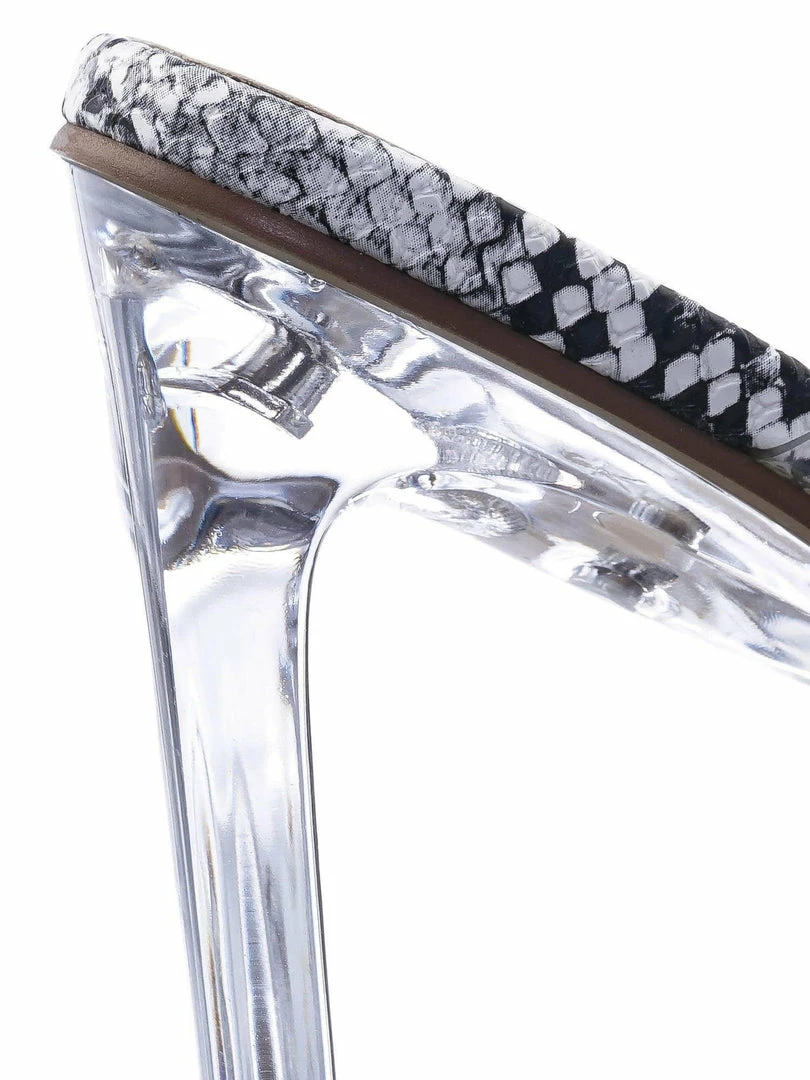 X2B New Thalia5 Lucite Clear Block Heel Sandal - Vinyl Acetate Chunk Transparent Strap