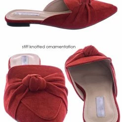 Forever Link Mules11 Knotted Pointed Toe Slides - Women's Slide In Close Toe Slipper New