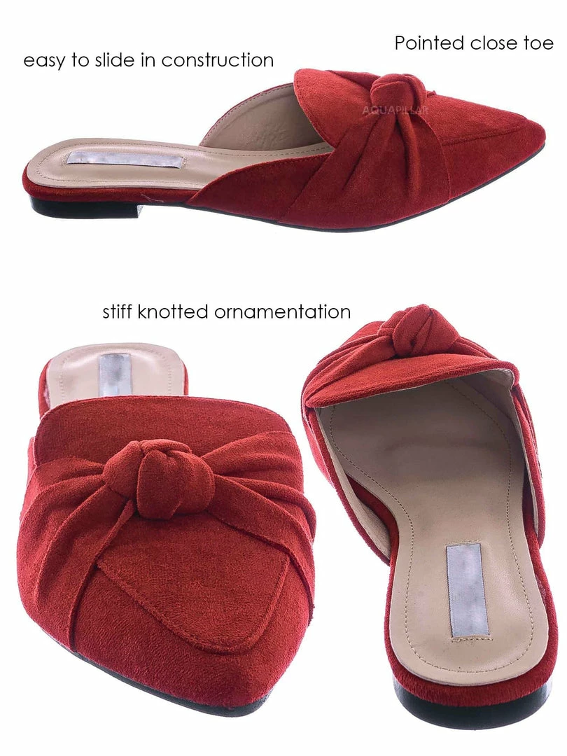 Forever Link Mules11 Knotted Pointed Toe Slides - Women's Slide In Close Toe Slipper New
