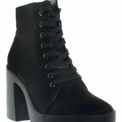 Bamboo New Instant05 Chunky Block Heel Lace Up Boots - Women Combat Bootie