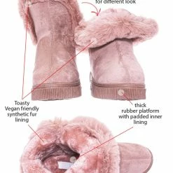 Bamboo Cozette03 Foldable Winter Faux Fur Slipper Bootie - Fold Shearling Snow Shoe New
