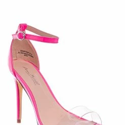Anne Michelle New Exception10 Lucite Neon Stiletto Sandal - Women Clear High Heel Pointed Toe Shoe