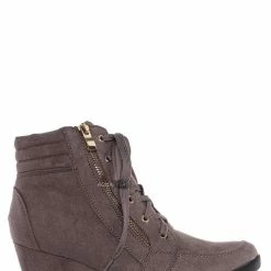 Forever Link Peggy56 90's Zip Hidden Wedge Sneaker - Athleisure Lace Up Casual Heel