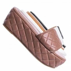 Bamboo New Purchase23 Quilted Flatform Slipper Mule - Platform Diamond Stitch Slide Sandals
