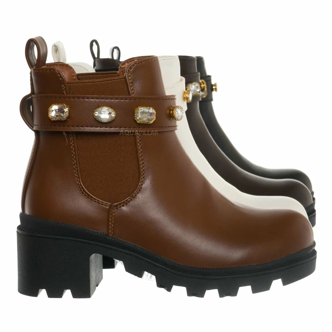 Forever Link Pacific08K Children's Rhinestone Jewel Chelsea Boots - Girl Ankle Bootie