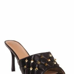 Forever Link Square07 Quilted High Heel Metal Stud Mule, Women Sandal New