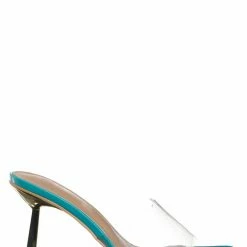 Wild Diva New Bambia02 Metal Heel Lucite Mule - Women Clear Slipper