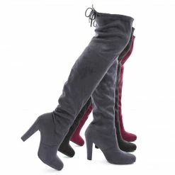 Forever Link Dasiah1 Over The Knee Block Heel Boots - Top Lace Tie Slouchy Thigh High Shoes New