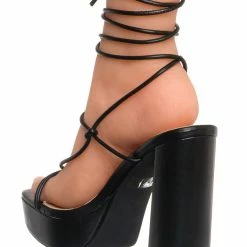 Wild Diva Dash01 Block Heel Leg Wrap Around Sandal, Women Dress Shoes