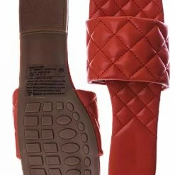 Forever Link New Padded06 Puffy Quilted Slide Sandal - Womens Open Squared Toe Slipper Flat Shoes