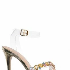 Delicious Danish Rhinestone Crystal Lucite Clear Sandal, Women Vinyl Shoes New