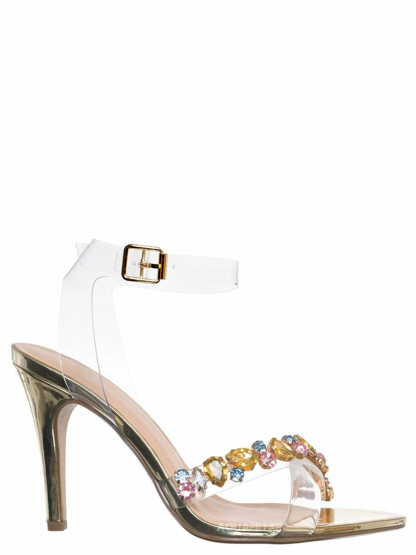 Delicious Danish Rhinestone Crystal Lucite Clear Sandal, Women Vinyl Shoes New