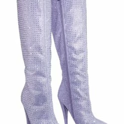 Anne Michelle New Magnolia13 Rhinestone Crystal W Glitter High Heel Strass Dress Boots