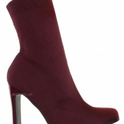 Glaze New Jiajia1 Women's Elastic Knit Bootie On Flat Block Heel