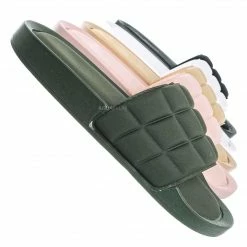 Forever Link New Comex16 Boho Quilted Padded Sandal - Women Slide Molded Footbed Slipper Sandal