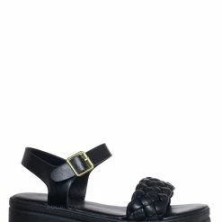 Soda New Rowdy Braided Flatform Sandal, Womens Quarter Strap Flat Platform