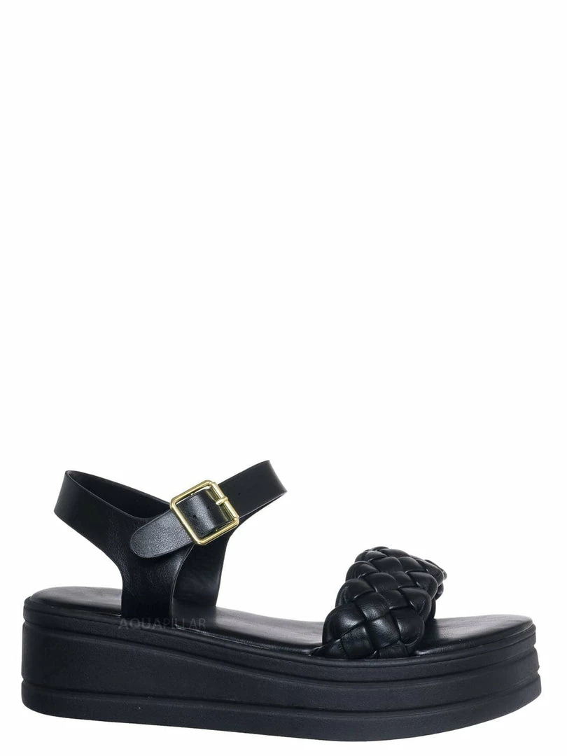 Soda New Rowdy Braided Flatform Sandal, Womens Quarter Strap Flat Platform