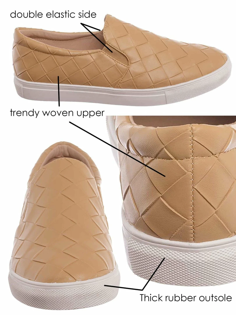 La Shailah Design33 Woven Platform Slip On Sneaker - Women Slide In Athletic Loafer New