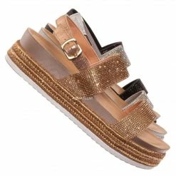 Forever Link New Lakota46 Rhinestone Espadrille Footbed Flatform Women Sandal